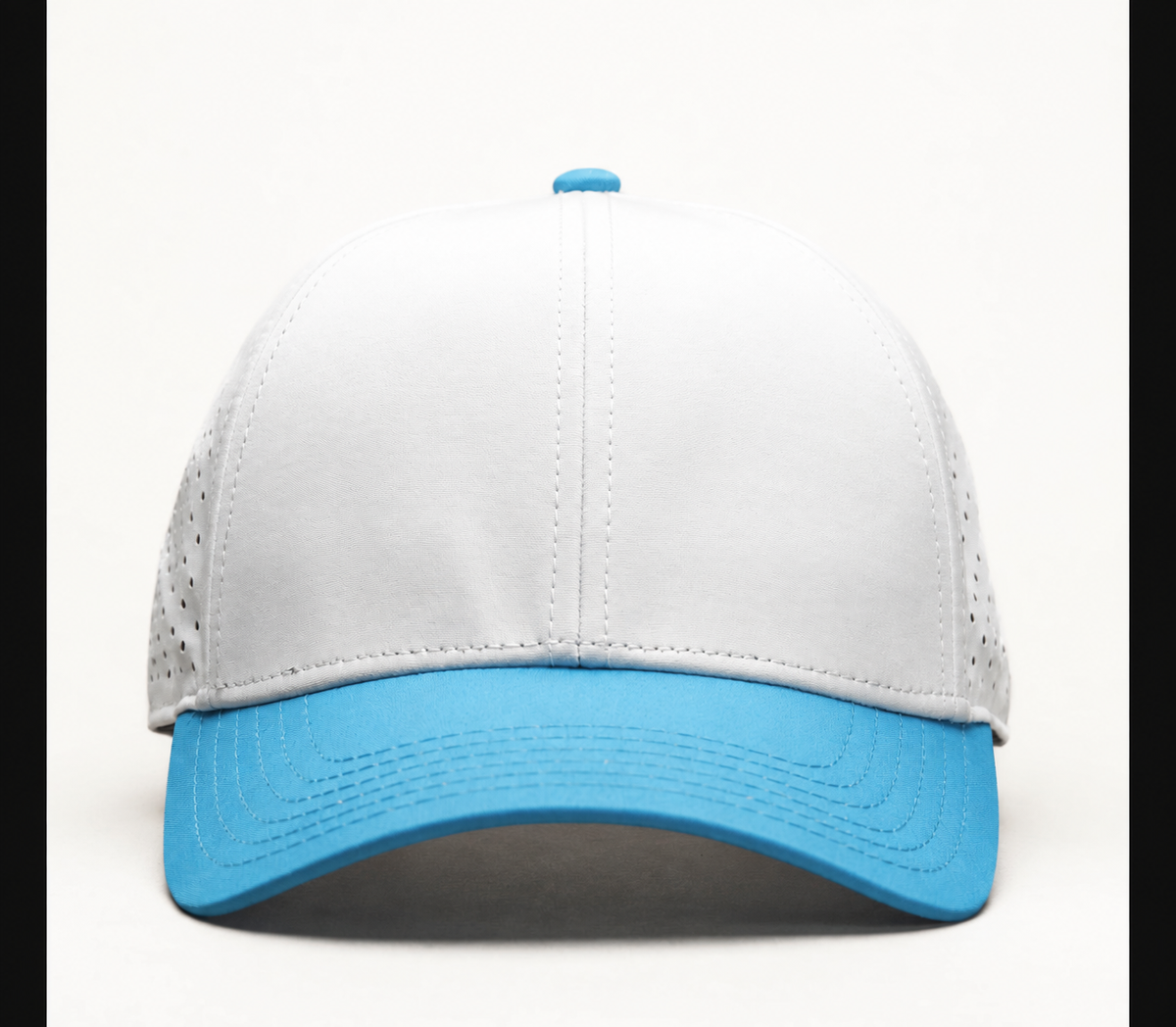 White crown blank hat with sky blue bill