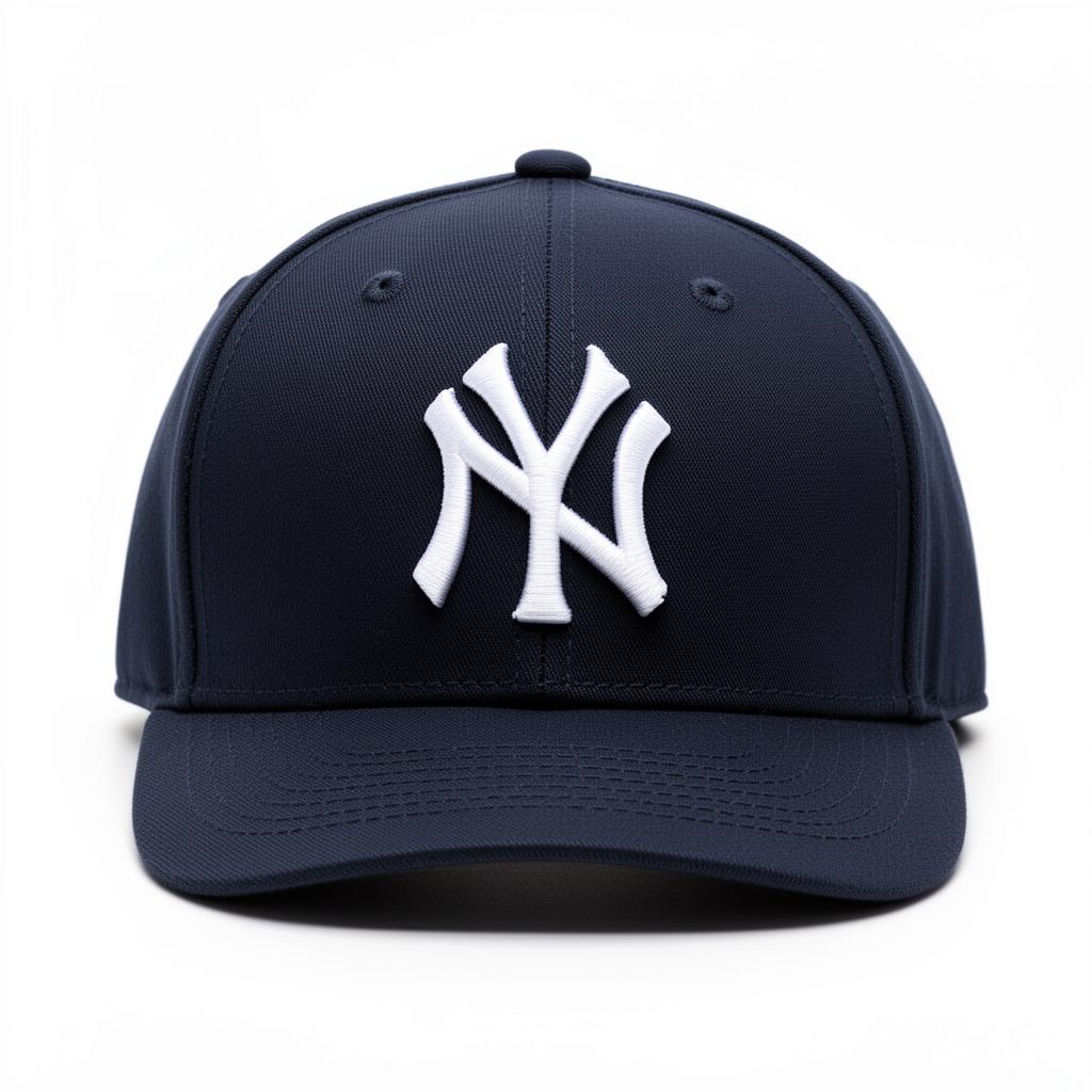 Navy blue 5-panel hat with white NY embroidery